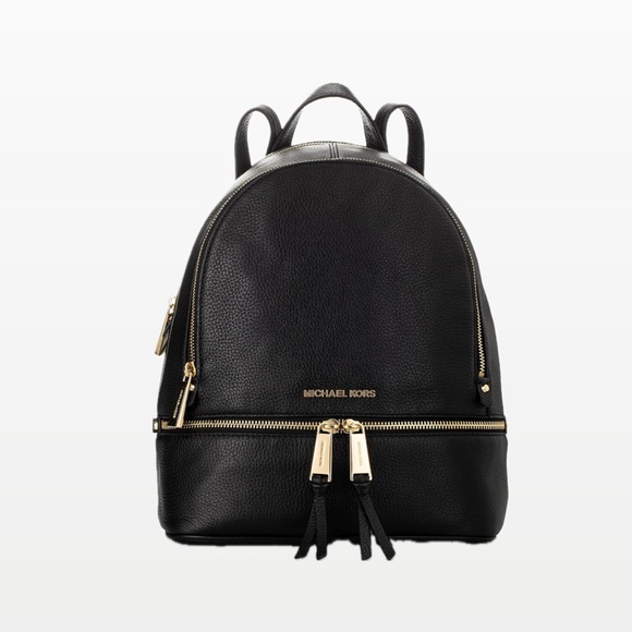 Michael Kors Rhea Zip Medium Leather Backpack, Black - Picture 1 of 7